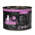 catz finefood Purrrr Lamm Lot de 6 boîtes de Nourriture Humide pour Chats sensibles à la Nutrition Monoprotéine N° 111 70% de Viande 6 x 200 g