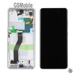 Original Display LCD Frame Excl. Cam Silver Samsung Galaxy S21 Ultra 5G G998