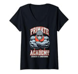 Womens Gorilla Gym Funny Primate Academy Strength & Conditioning V-Neck T-Shirt