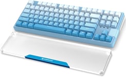 Repose-poignet pour TKL 87 Keys Clavier,Wrist Rest,Premier Acrylique Transparent,Pieds en Caoutchouc Antidérapant,Ergonomique Keyboard Palm Rest pour Office/Gaming/Laptop-Bleu