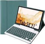 Étui Clavier Tablette Pour Samsung Galaxy Tab S8 2022 / Tab S7 11"" 2020, Housse Clavier Magnétique Bluetooth Sans Fil Pour Samsung Galaxy Tab S8/S7 (Sm-T870/X700) (Vert Foncé)