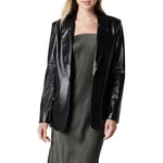 The Drop Anouk Faux-Leather Long Blazer, Croco Noir, 3XL Grande Taille