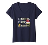 Femme Power Rangers Christmas Naughty Nice Mighty Yellow Ranger T-Shirt avec Col en V