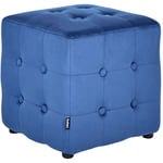 Pouf en Velours Repose-Pieds Tabouret Capitonné Cube Chambre à Coucher Salon Bleu Wisconsin