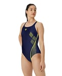 ARENA Women's Swimsuit Swim Pro Back Graphic 1 pièce Femme, Bleu Marine/Vert, 40