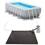 Kit piscine prism frame rect tubulaire (l)4,00 x (l)2,00 x (h)1,00m et chauffage solaire