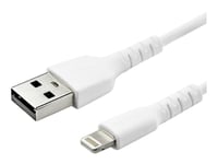 Startech.Com 6 Ft(2M) Durable White Usb-A To Lightning Cable, Heavy Duty Rugged Aramid Fiber Usb Type A To Lightning Charger/Sync Power Cord, Apple Mfi Certified Ipad/Iphone 12 Pro Max - Iphone 7/8/11/11 Pro - Lightning-Kabel - Usb Hann Rett Til Lig