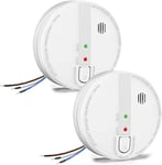 Jemay Wired Smoke Alarm, Interlinked Fire Alarm with LED Indicator and Silence B