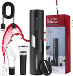 Tire Bouchon Electrique,Ouvre Bouteille Automatique De Vin,Pompe À Vide,Verseur,Bouchon Et Cable Usb,Ensemble Cadeau De Noël Amateurs De Vins