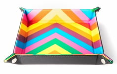 Velvet Folding Dice Tray 10x10 Rainbow with Leather Backing