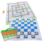 alldoro 60063 XXL Jeu de Moulin et de Dames, Jeu de société d'extérieur 2 en 1 avec 24 pions avec poignée, 2 Grands Tapis de Jeu d'env. 158x158 cm, pour Enfants à partir de 3 Ans, Adultes