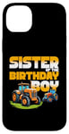 Coque pour iPhone 14 Plus Tracteur de ferme pour enfant avec inscription « Sister of the Birthday »