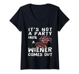 Womens Dachshund Owner Funny Gift Not Party Until Wiener Comes Out V-Neck T-Shirt