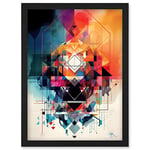 Artery8 Abstract Geometric Spectral Prism Kaleidoscope Colour Light Shapes Modern Watercolour Illustration Artwork Framed Wall Art Print A4