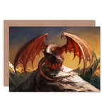 Wee Blue Coo FANTASY DRAGON MOUNTAINS S BLANK GREETINGS BIRTHDAY CARD ART