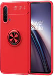 Compatible Avec One Plus Nord Ce 5g Coque, 360 Degres Protection Bumper + Verre Trempé, Coque Avec Anneau Support Cover Skin Cases Housse Etui Protector-Rouge