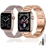 baklon Compatible avec Bracelet Apple Watch 42/44/45/49mm en Acier Inoxydable Metal pour Bracelet iWatch Series Ultra2/Ultra/SE2/SE/9 8 7 6 5 4 3 2 1 Rose Or