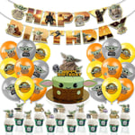 Star Wars Yoda-tema barnkalasfest dekorationer ballonger banderoll flagga tårta cupcake toppers set