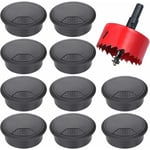 Vente chaude-10Pcs Passe-Câble Bureau, Passe-Câble pour Ordinateur 60mm avec Scie Cloche, Cache-câble pour Câble Rond, Organiseur de Fil pour la