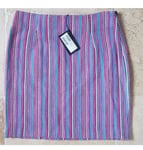 New* Love Moschino Mini Skirt Uk 12 Pink Mix Striped Zip Close 30W 18L (40)