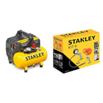 Stanley DST 100/8/6 Compresseur silencieux 59 dB Robuste, B2BE104STN703, Giallo Stanley & 9045717STN Accessoires pour compresseur d’air