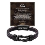 BOCHOI To My Man Infinity Leather Bracelet for Men Love Anniversary Birthday Valentines Day Gift, Presents for Men I Love You Gifts for Him Husband Boyfriend Mens Fiance Jewelley Gift