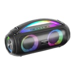 MARSGAMING MS-Pulse, Enceinte Bluetooth Portable 50W RMS, Éclairage RGB, 2 Haut-Parleurs Actifs 93mm + 2 Radiateurs Passifs Ultra-Bass, Mains Libres, USB/MicroSD/AUX/FM, Poignée + Sangle, Noir