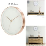 Horloge Ronde 30.5cm Blanche Cuivree