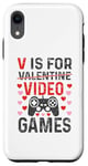 Coque pour iPhone XR V est pour les jeux vidéo, la Saint-Valentin, Funny Gamer, pour hommes et garçons