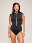 Seafolly Zip Front One Piece Swimsuit, Black