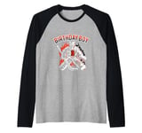 Happy 3rd Birthday Boy Monster Player Ice Hockey Raglan Baseball Tee