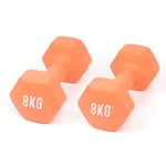 MYGA Hex Dumbbells - Pair of Neoprene & Cast Iron Hexagonal Dumbbell Hand Weights for Women and Men at Home & Gym - Weight: 8 kg