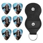 League of Legend Archer Médiators de guitare & Guitar Pick Holder Kit d'accessoires de guitare avec porte-clés en cuir pour guitare électrique, basse, ukulélé