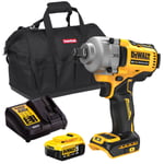 DEWALT DCF891N 18V XR Brushless 1/2" Impact Wrench 1 x 5.0Ah Battery Charger Bag