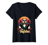 Womens The Dogfather Canine Mafia Boss Funny V-Neck T-Shirt