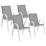 Lot de 4 chaises de jardin lyma métal et textilène empilables blanc et gris