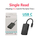 PHIXERO-Lecteur de carte mémoire multi USB 3.0,4 en 1,Micro SD TF CF MS,adaptateur type C,commutateur de clé micro SD pour appareil photo PC,2 To - Type Single Read (USB C)