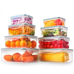 YASHE Food Storage Containers - 16 Pieces (8 Containers & 8 Lids) Plastic Food Containers with Lids, Airtight Pantry & Kitchen Containers, Leak-Proof, Stackable, Reusable