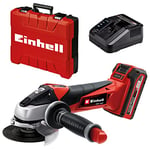 Einhell Power X-Change 115mm (4 Inch) Cordless Angle Grinder With Battery And Charger - 18V Disc Battery Grinder For Cutting, Grinding And Polishing - TE-AG 18/115 Li Power Tool Set With Storage Case