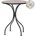 Table de Balcon Vintage Bistrot Extérieur 60 cm en Métal avec Plateau en Mosaïque Noir Casario