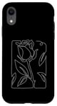 Coque pour iPhone XR Rose Fleur Abstraite Dessin Minimaliste one Line Art