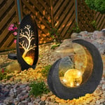 Lampe solaire lune décoration jardin sculpture lampes solaires pour extérieur jardin lumière solaire, verre cassé boule optique, IP44, LED, lot de 2