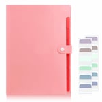 KONVINIT Trieur A4, Trieur à Souffle Extensible pour Documents Avec 7 compartiments en Plastic,Accordeon Plastique,Document Organiseur Pastel pour Bureau/Maison/Ecole，Rose