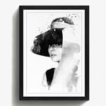 Arty Pie Framed Print Black A2 (24.5x18 Inch) Audrey Hepburn (6) V3, Wood, Multi-Colour, 60 x 42 x 2 cm