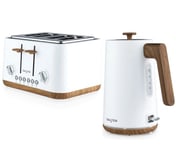 Salter Kettle & 4-Slice Toaster Set 1.7 L Fast Boil Wide Toasting Slots White