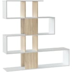 Pegane - Bibliothèque forme zig zag en bois de chêne coloris blanc - Longueur 145 x Profondeur 29 x Hauteur 145 cm