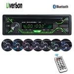 Autoradio Bluetooth UVERBON, 7 Couleurs Stéréo FM Radio 60W x 4, Lecteur MP3 Poste Main Libre Voiture Support USBSDTFAUX+Télécomm