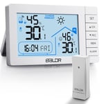 Station Meteo Interieur Exterieur Sans Fil,Thermomètre Hygromètre Baromètre Avec Capteur,Prévisions Météorologiques Lcd Ecran Rétro-Éclairage Dcf Horloge Numérique Alarme Snooze Et Date