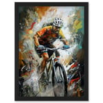 Bicycle Race Cyclist Racing Sport Action Shot Artwork Framed Wall Art Print A4