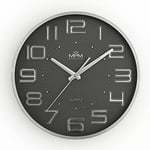 MPM Quality Metallic Eternity Wall Clock in Modern Design, Quartz Movement Sweep, 3D Numerals, Metal, Glass, 305 x 305 x 42 mm, for Living Room, Bedroom, Kitchen, Office, Cafe, Restaurant, Bar, Hotel